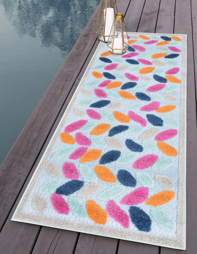 Blue 2' x 6' Aruba Outdoor Runner Area Rug Weather Resistant for Patio, Deck, Terrace, Balcony, Porch for Sale at Rug Engine