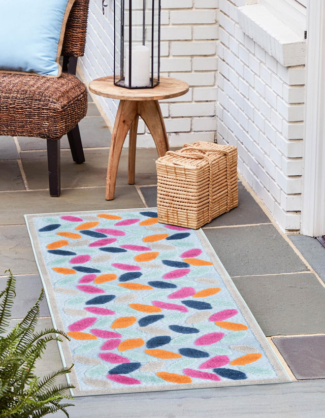 Blue 2' x 6' Aruba Outdoor Runner Area Rug Weather Resistant for Patio, Deck, Terrace, Balcony, Porch for Sale at Rug Engine
