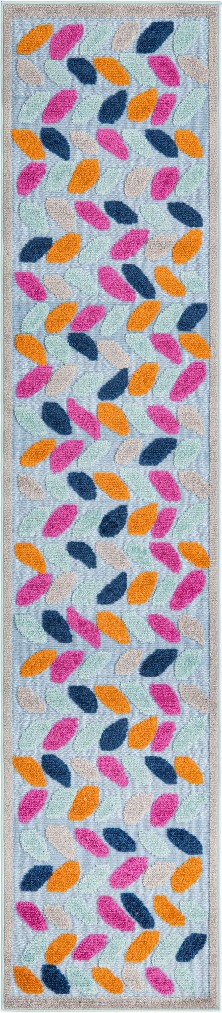 Blue 2' x 10' Aruba Outdoor Runner Area Rug Weather Resistant for Patio, Deck, Terrace, Balcony, Porch for Sale at Rug Engine