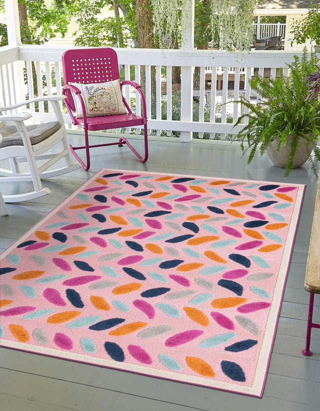 Pink 6' x 9' Aruba Outdoor Rectangle Area Rug Weather Resistant for Patio, Deck, Terrace, Balcony, Porch for Sale at Rug Engine