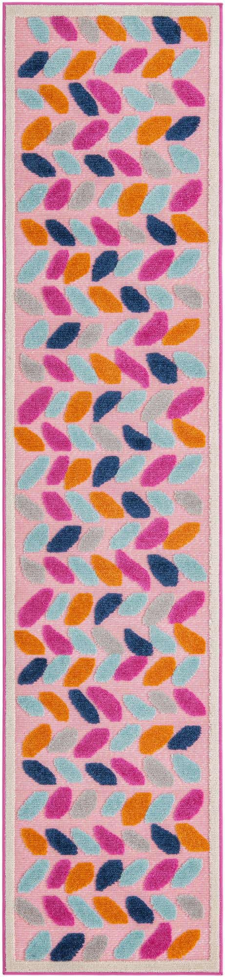Pink 2' x 10' Aruba Outdoor Runner Area Rug Weather Resistant for Patio, Deck, Terrace, Balcony, Porch for Sale at Rug Engine
