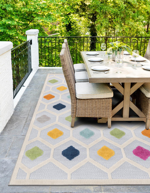 Gray 6' x 9' Aruba Outdoor Rectangle Area Rug Weather Resistant for Patio, Deck, Terrace, Balcony, Porch for Sale at Rug Engine