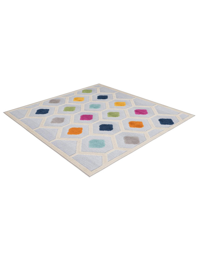Gray 5' 3 x 5' 3 Aruba Outdoor Square Area Rug Weather Resistant for Patio, Deck, Terrace, Balcony, Porch for Sale at Rug Engine