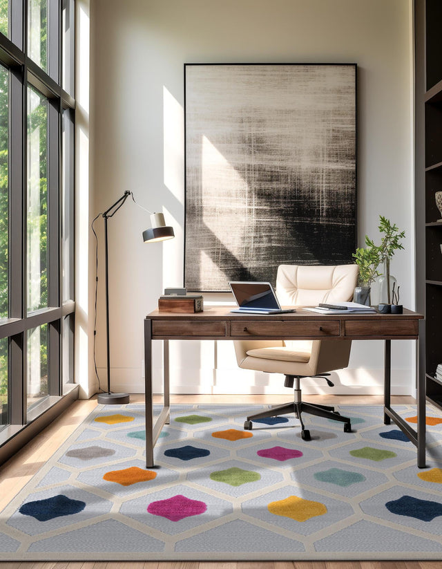 Gray 5' 3 x 5' 3 Aruba Outdoor Square Area Rug Weather Resistant for Patio, Deck, Terrace, Balcony, Porch for Sale at Rug Engine