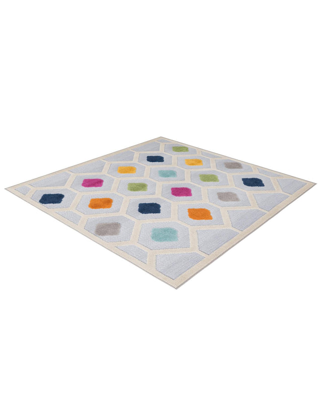 Gray 5' 3 x 5' 3 Aruba Outdoor Square Area Rug Weather Resistant for Patio, Deck, Terrace, Balcony, Porch for Sale at Rug Engine