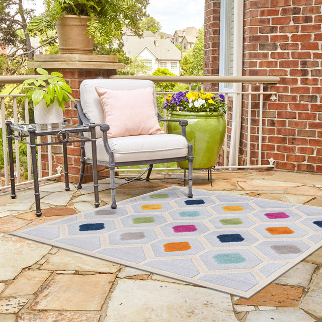 Gray 5' 3 x 5' 3 Aruba Outdoor Square Area Rug Weather Resistant for Patio, Deck, Terrace, Balcony, Porch for Sale at Rug Engine