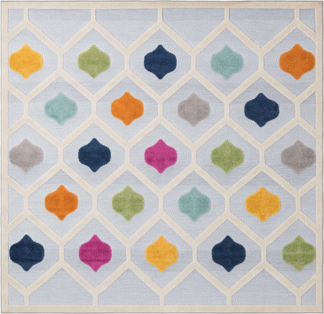 Gray 7' 10 x 7' 10 Aruba Outdoor Square Area Rug Weather Resistant for Patio, Deck, Terrace, Balcony, Porch for Sale at Rug Engine