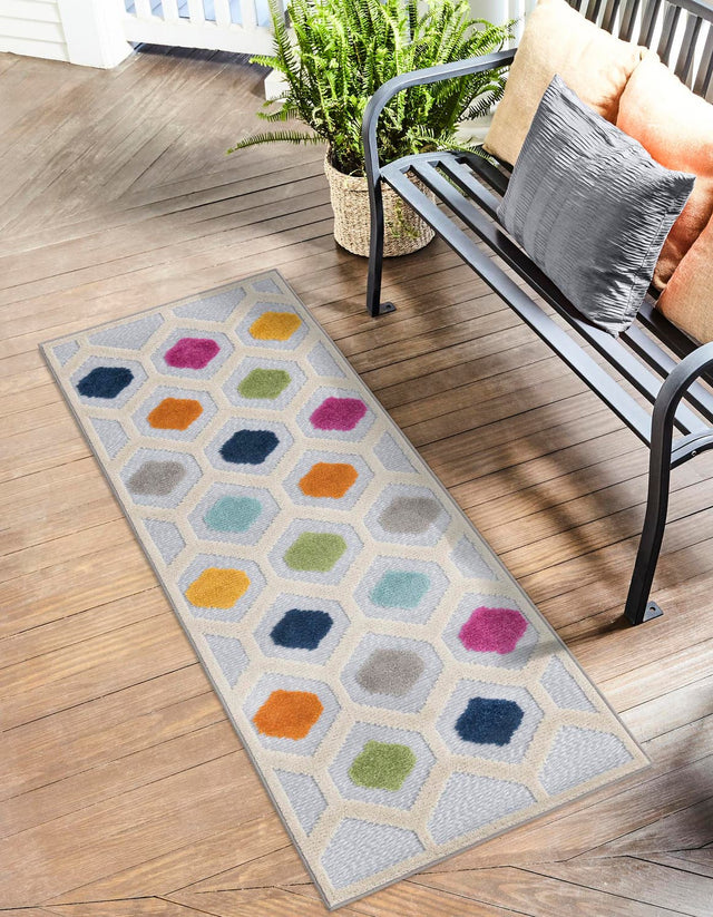 Gray 2' x 6' Aruba Outdoor Runner Area Rug Weather Resistant for Patio, Deck, Terrace, Balcony, Porch for Sale at Rug Engine