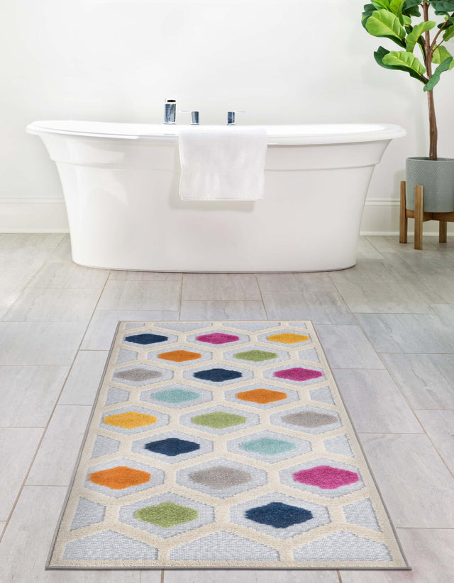 Gray 2' x 8' Aruba Outdoor Runner Area Rug Weather Resistant for Patio, Deck, Terrace, Balcony, Porch for Sale at Rug Engine
