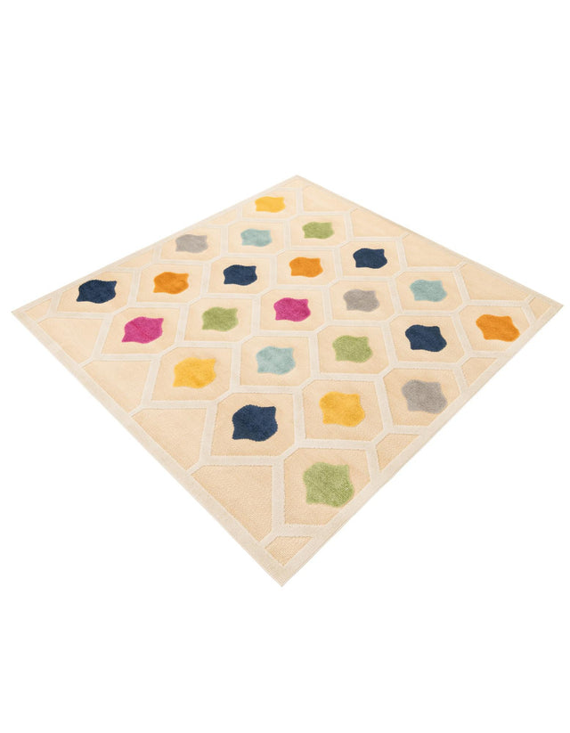 Beige 7' 10 x 7' 10 Aruba Outdoor Square Area Rug Weather Resistant for Patio, Deck, Terrace, Balcony, Porch for Sale at Rug Engine