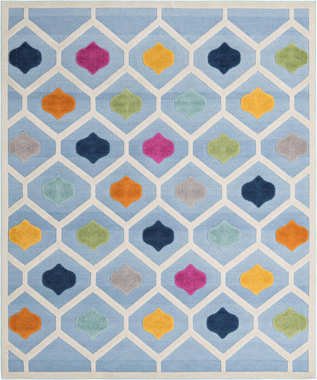 Blue 7' 10 x 10' Aruba Outdoor Rectangle Area Rug Weather Resistant for Patio, Deck, Terrace, Balcony, Porch for Sale at Rug Engine