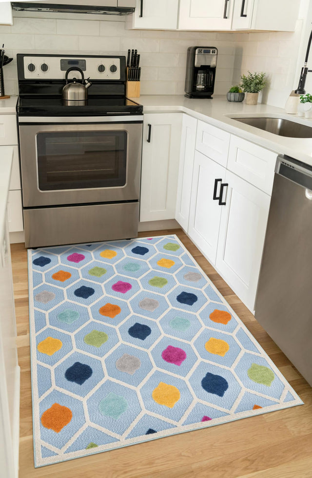Blue 7' 10 x 10' Aruba Outdoor Rectangle Area Rug Weather Resistant for Patio, Deck, Terrace, Balcony, Porch for Sale at Rug Engine