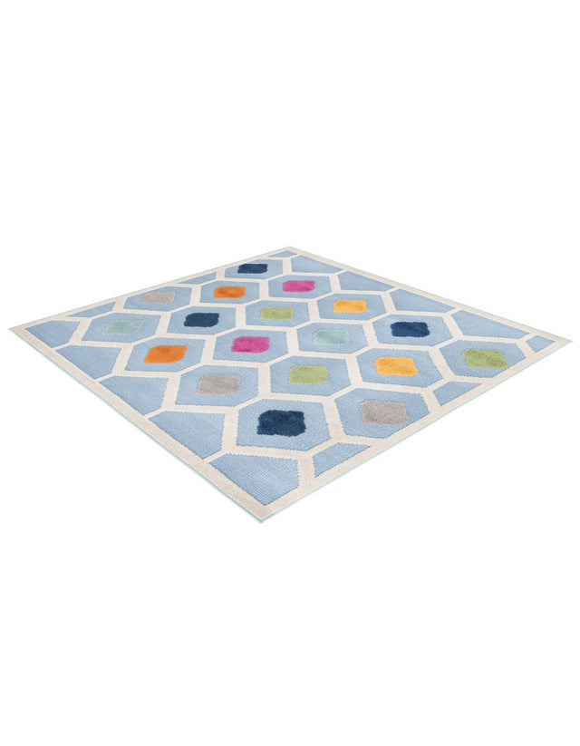 Blue 5' 3 x 5' 3 Aruba Outdoor Square Area Rug Weather Resistant for Patio, Deck, Terrace, Balcony, Porch for Sale at Rug Engine