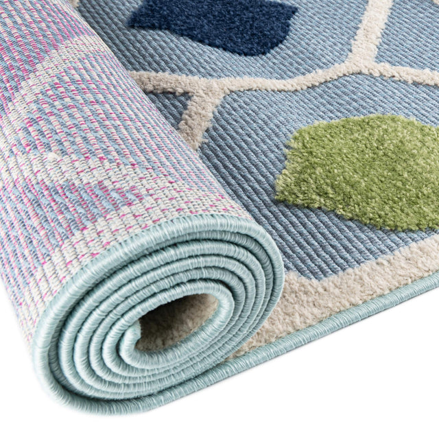 Blue 3' 3 x 3' 3 Aruba Outdoor Round Area Rug Weather Resistant for Patio, Deck, Terrace, Balcony, Porch for Sale at Rug Engine