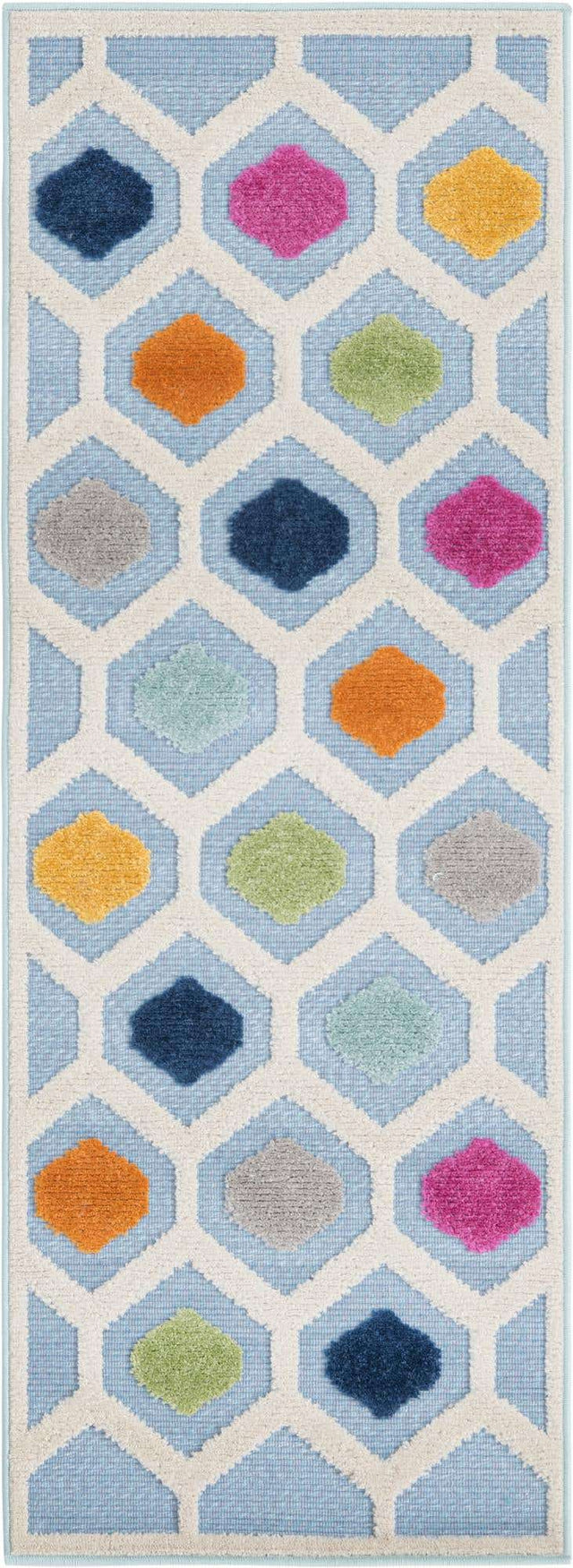 Blue 2' x 6' Aruba Outdoor Runner Area Rug Weather Resistant for Patio, Deck, Terrace, Balcony, Porch for Sale at Rug Engine