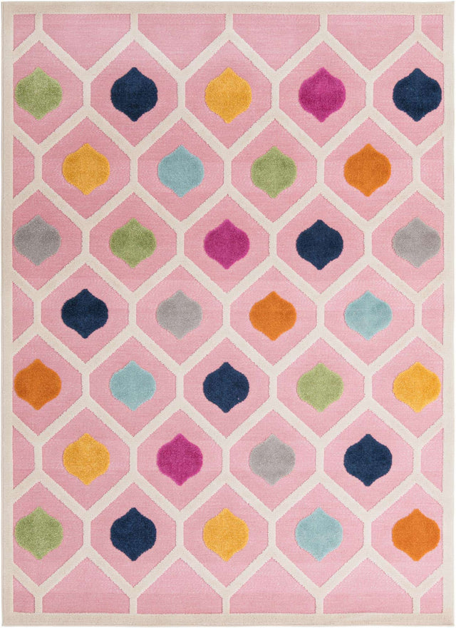 Pink 7' x 10' Aruba Outdoor Rectangle Area Rug Weather Resistant for Patio, Deck, Terrace, Balcony, Porch for Sale at Rug Engine