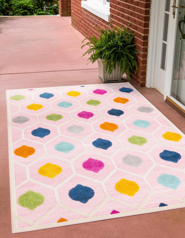 Pink 9' x 12' Aruba Outdoor Rectangle Area Rug Weather Resistant for Patio, Deck, Terrace, Balcony, Porch for Sale at Rug Engine