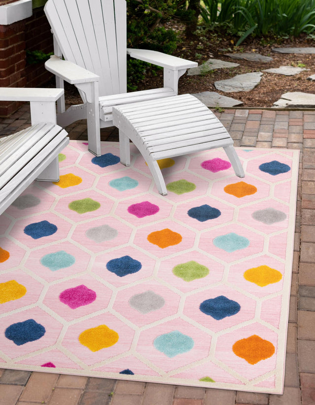 Pink 9' x 12' Aruba Outdoor Rectangle Area Rug Weather Resistant for Patio, Deck, Terrace, Balcony, Porch for Sale at Rug Engine