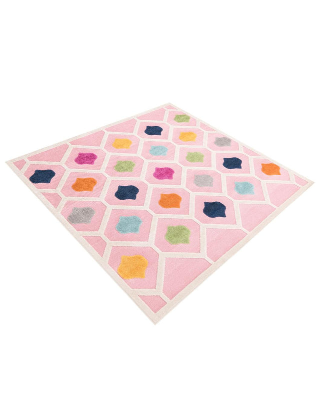 Pink 7' 10 x 7' 10 Aruba Outdoor Square Area Rug Weather Resistant for Patio, Deck, Terrace, Balcony, Porch for Sale at Rug Engine