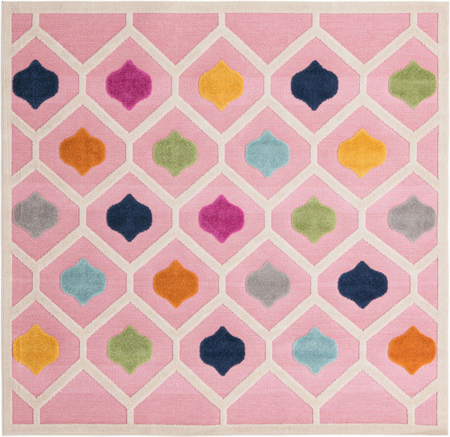 Pink 7' 10 x 7' 10 Aruba Outdoor Square Area Rug Weather Resistant for Patio, Deck, Terrace, Balcony, Porch for Sale at Rug Engine