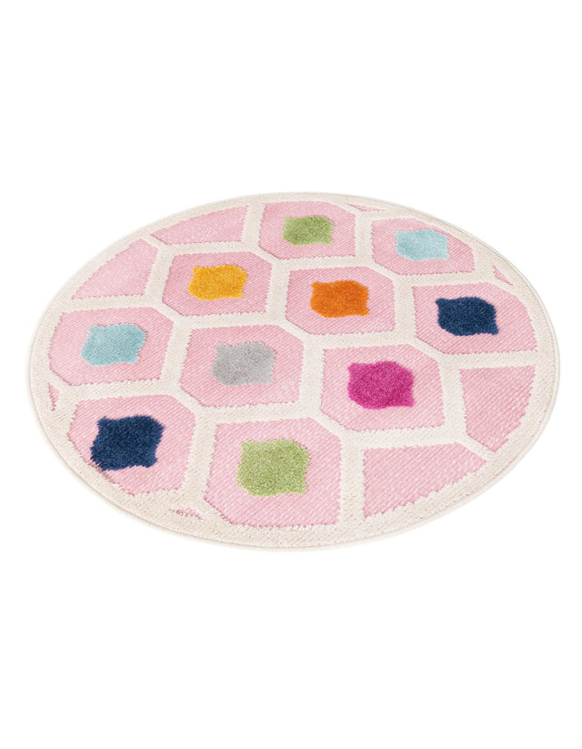Pink 3' 3 x 3' 3 Aruba Outdoor Round Area Rug Weather Resistant for Patio, Deck, Terrace, Balcony, Porch for Sale at Rug Engine