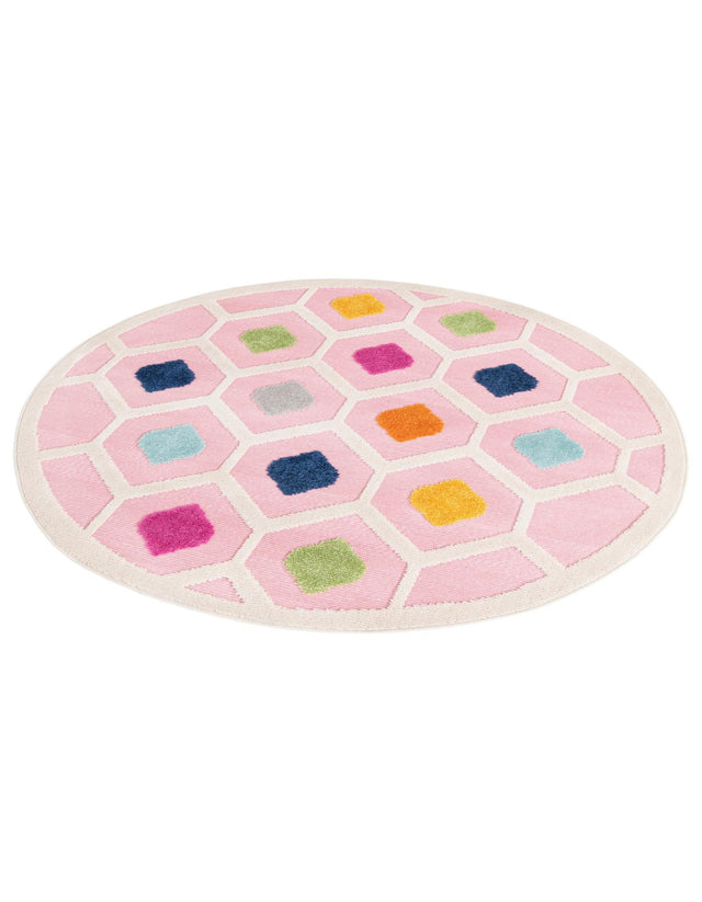 Pink 5' 3 x 5' 3 Aruba Outdoor Round Area Rug Weather Resistant for Patio, Deck, Terrace, Balcony, Porch for Sale at Rug Engine