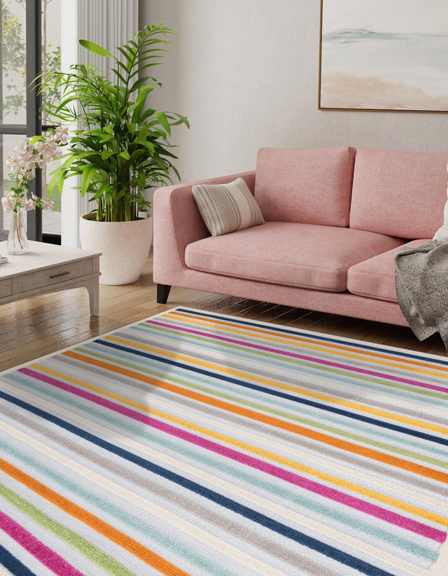 Gray 7' 10 x 7' 10 Aruba Outdoor Square Area Rug Weather Resistant for Patio, Deck, Terrace, Balcony, Porch for Sale at Rug Engine