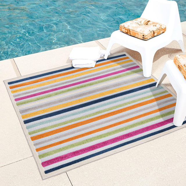 Gray 7' 10 x 7' 10 Aruba Outdoor Square Area Rug Weather Resistant for Patio, Deck, Terrace, Balcony, Porch for Sale at Rug Engine