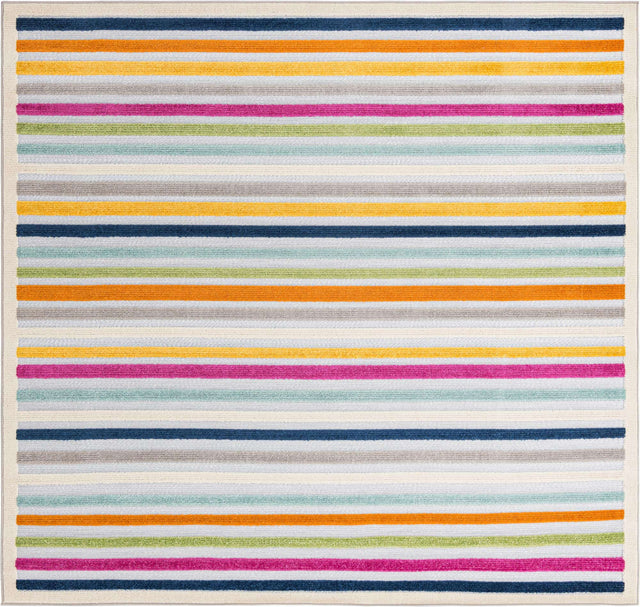 Gray 7' 10 x 7' 10 Aruba Outdoor Square Area Rug Weather Resistant for Patio, Deck, Terrace, Balcony, Porch for Sale at Rug Engine