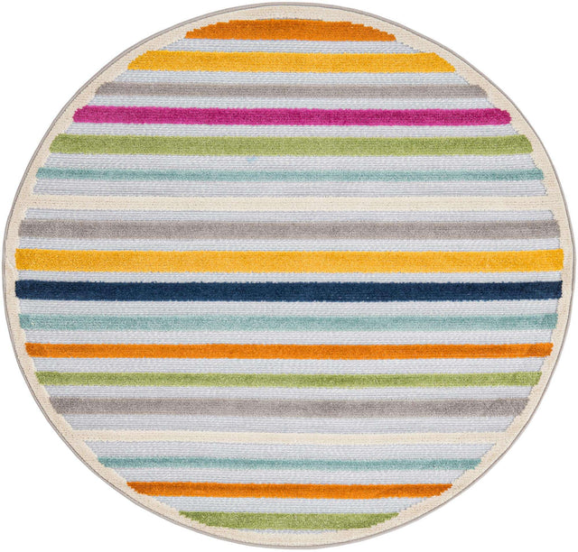 Gray 5' 3 x 5' 3 Aruba Outdoor Round Area Rug Weather Resistant for Patio, Deck, Terrace, Balcony, Porch for Sale at Rug Engine