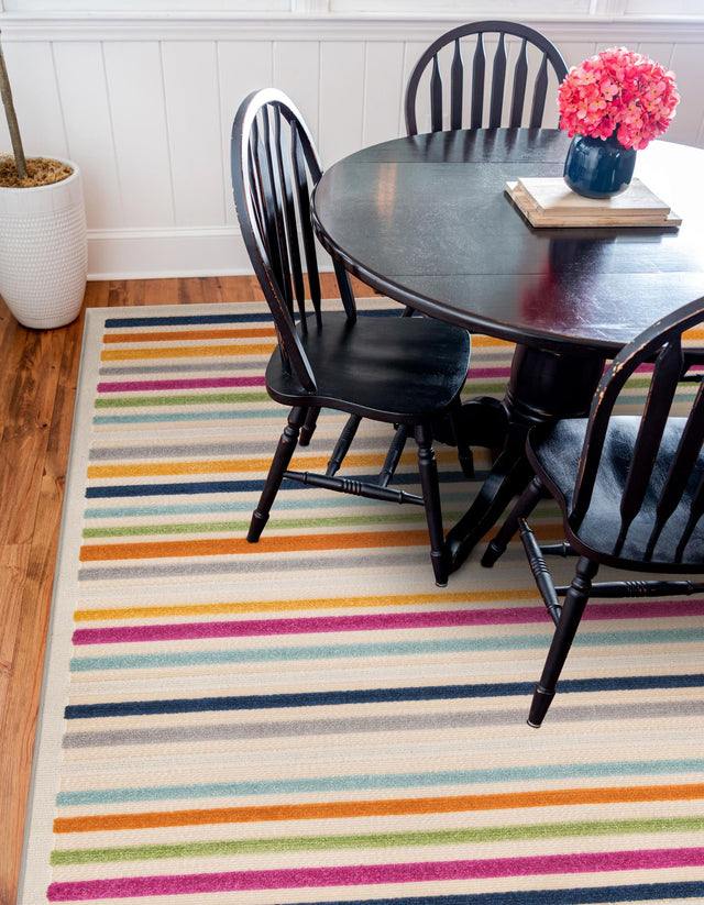 Beige 5' 3 x 5' 3 Aruba Outdoor Square Area Rug Weather Resistant for Patio, Deck, Terrace, Balcony, Porch for Sale at Rug Engine