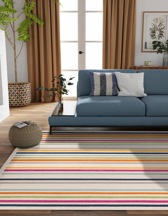 Beige 5' 3 x 5' 3 Aruba Outdoor Square Area Rug Weather Resistant for Patio, Deck, Terrace, Balcony, Porch for Sale at Rug Engine