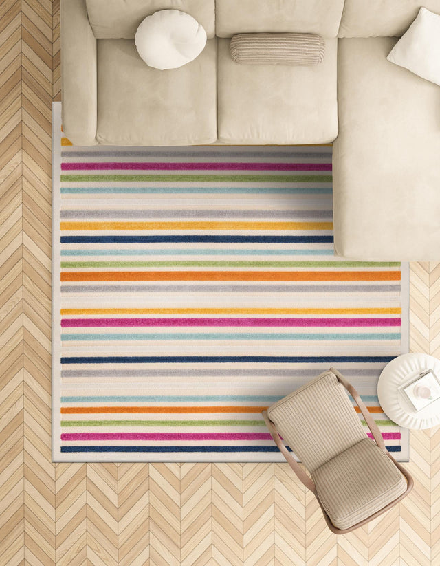 Beige 5' 3 x 5' 3 Aruba Outdoor Square Area Rug Weather Resistant for Patio, Deck, Terrace, Balcony, Porch for Sale at Rug Engine