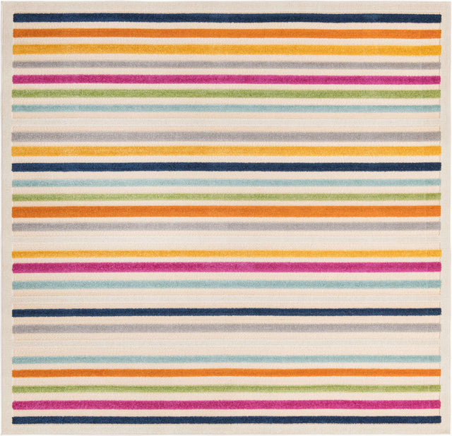 Beige 7' 10 x 7' 10 Aruba Outdoor Square Area Rug Weather Resistant for Patio, Deck, Terrace, Balcony, Porch for Sale at Rug Engine