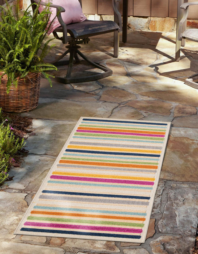 Beige 2' x 6' Aruba Outdoor Runner Area Rug Weather Resistant for Patio, Deck, Terrace, Balcony, Porch for Sale at Rug Engine
