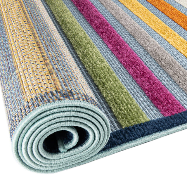 Blue 3' 3 x 3' 3 Aruba Outdoor Round Area Rug Weather Resistant for Patio, Deck, Terrace, Balcony, Porch for Sale at Rug Engine