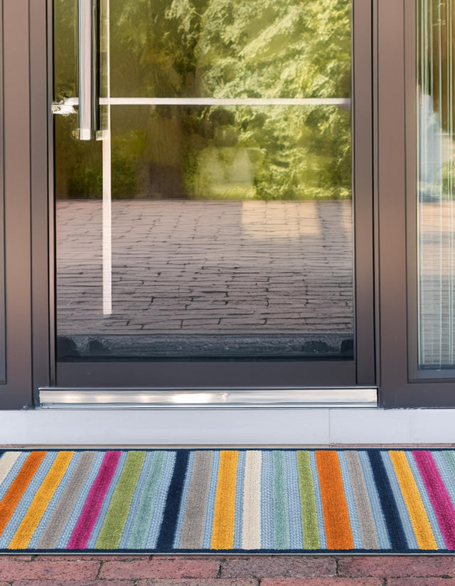 Blue 2' x 10' Aruba Outdoor Runner Area Rug Weather Resistant for Patio, Deck, Terrace, Balcony, Porch for Sale at Rug Engine