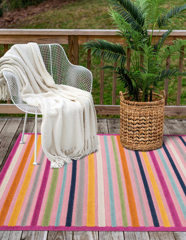 Pink 2' x 3' Aruba Outdoor Rectangle Area Rug Weather Resistant for Patio, Deck, Terrace, Balcony, Porch for Sale at Rug Engine
