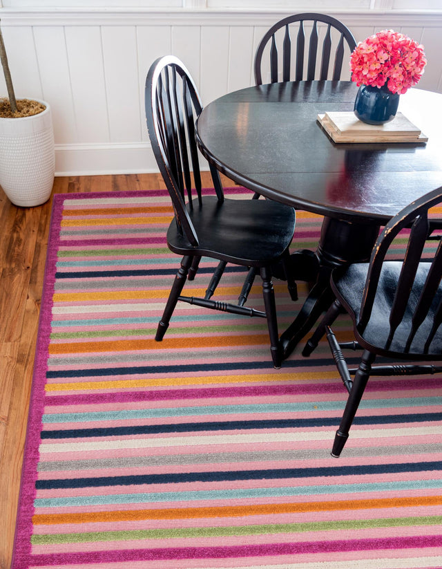 Pink 5' 3 x 5' 3 Aruba Outdoor Square Area Rug Weather Resistant for Patio, Deck, Terrace, Balcony, Porch for Sale at Rug Engine