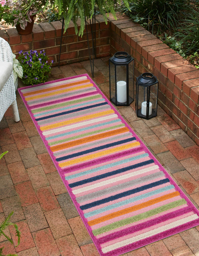 Pink 2' x 8' Aruba Outdoor Runner Area Rug Weather Resistant for Patio, Deck, Terrace, Balcony, Porch for Sale at Rug Engine