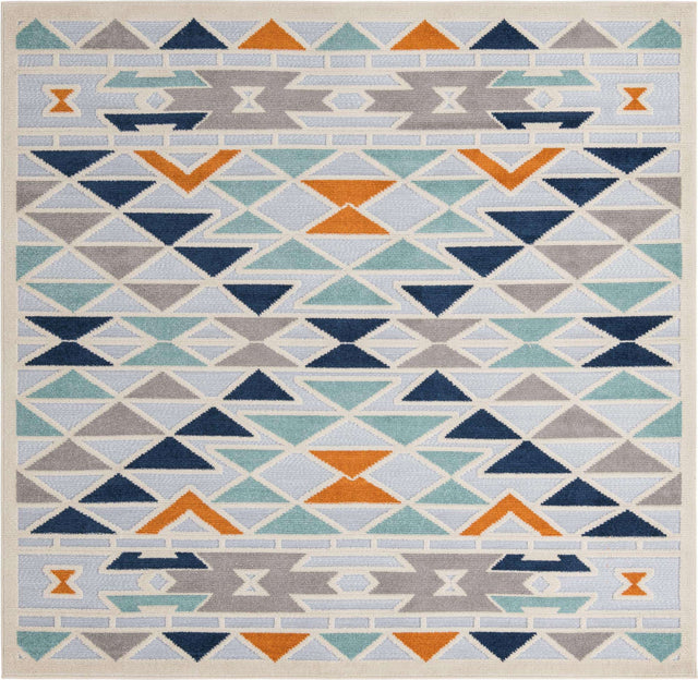 Gray 7' 10 x 7' 10 Aruba Outdoor Square Area Rug Weather Resistant for Patio, Deck, Terrace, Balcony, Porch for Sale at Rug Engine