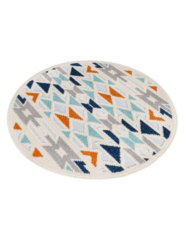 Gray 3' 3 x 3' 3 Aruba Outdoor Round Area Rug Weather Resistant for Patio, Deck, Terrace, Balcony, Porch for Sale at Rug Engine