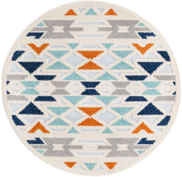 Gray 3' 3 x 3' 3 Aruba Outdoor Round Area Rug Weather Resistant for Patio, Deck, Terrace, Balcony, Porch for Sale at Rug Engine
