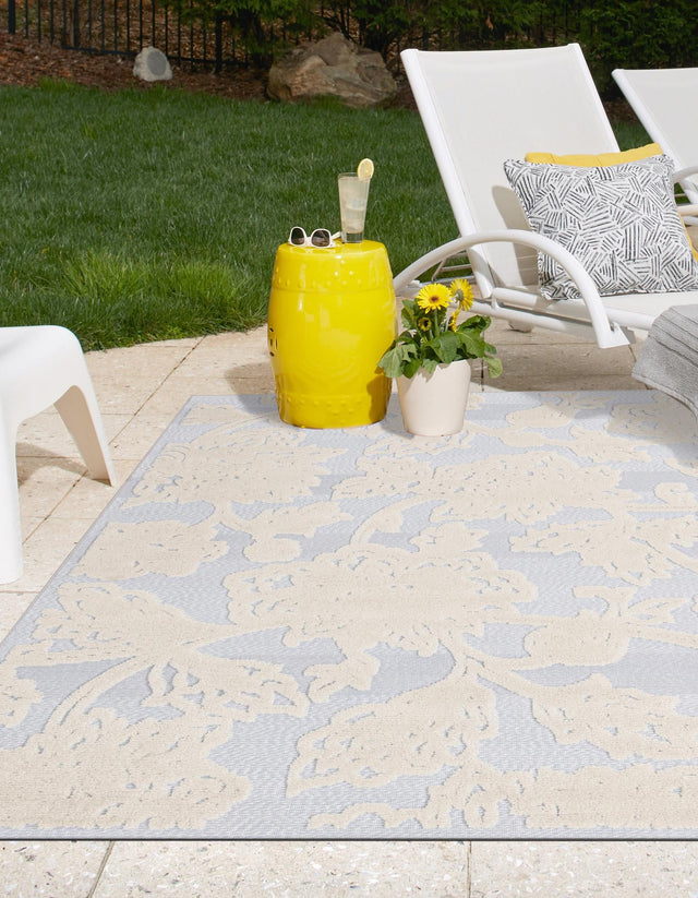 Gray 7' x 10' Aruba Outdoor Rectangle Area Rug Weather Resistant for Patio, Deck, Terrace, Balcony, Porch for Sale at Rug Engine