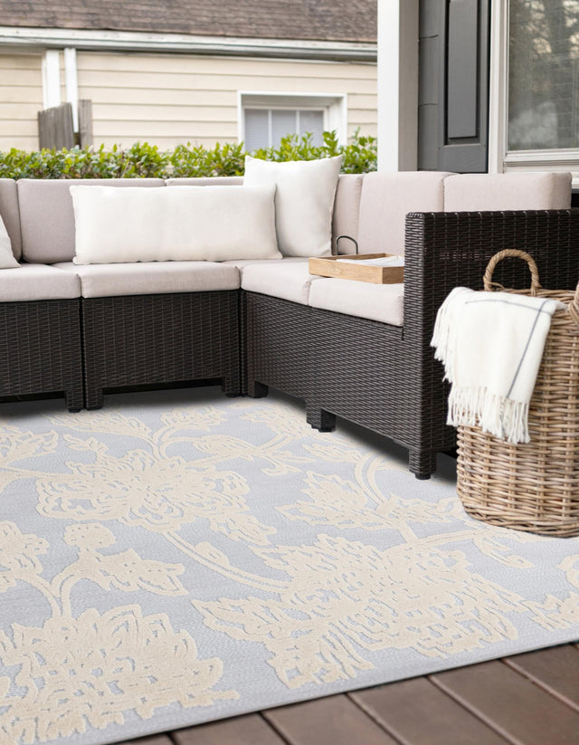 Gray 5' 3 x 5' 3 Aruba Outdoor Square Area Rug Weather Resistant for Patio, Deck, Terrace, Balcony, Porch for Sale at Rug Engine