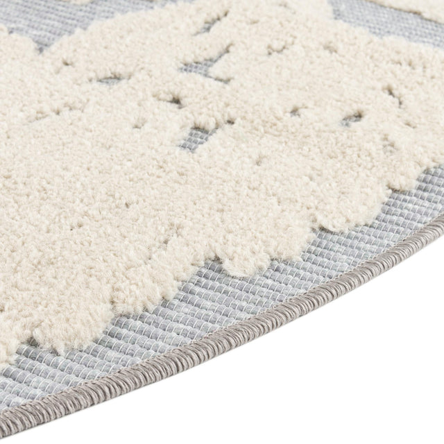Gray 3' 3 x 3' 3 Aruba Outdoor Round Area Rug Weather Resistant for Patio, Deck, Terrace, Balcony, Porch for Sale at Rug Engine