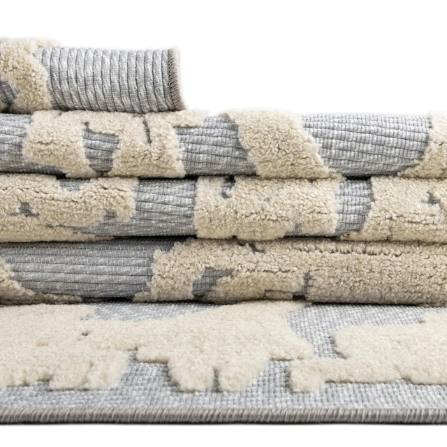 Gray 5' 3 x 5' 3 Aruba Outdoor Round Area Rug Weather Resistant for Patio, Deck, Terrace, Balcony, Porch for Sale at Rug Engine