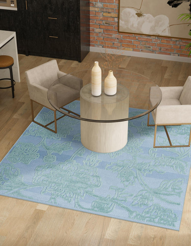 Navy Blue 7' 10 x 7' 10 Aruba Outdoor Square Area Rug Weather Resistant for Patio, Deck, Terrace, Balcony, Porch for Sale at Rug Engine
