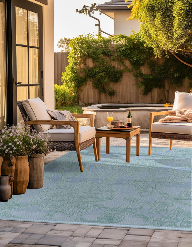 Navy Blue 5' 3 x 5' 3 Aruba Outdoor Square Area Rug Weather Resistant for Patio, Deck, Terrace, Balcony, Porch for Sale at Rug Engine