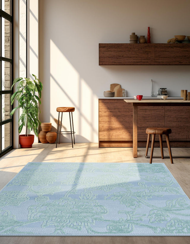 Navy Blue 5' 3 x 5' 3 Aruba Outdoor Square Area Rug Weather Resistant for Patio, Deck, Terrace, Balcony, Porch for Sale at Rug Engine